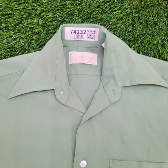 Vintage 90s Kings-Road Disco Button Shirt Small 19x27 Green - Picture 10 of 11